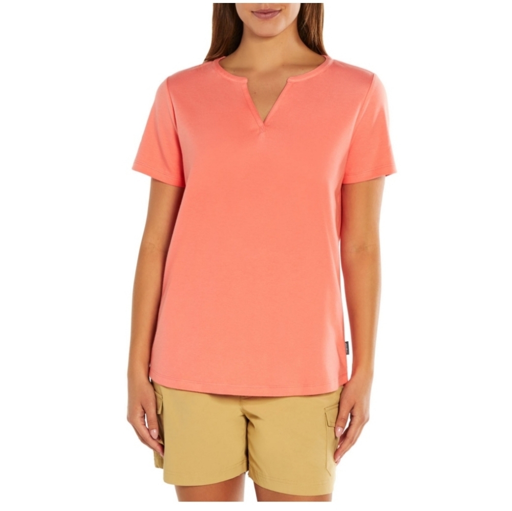 Eddie Bauer Pima Cotton Short Sleeve V-neck Tee, S, Coral, NWT